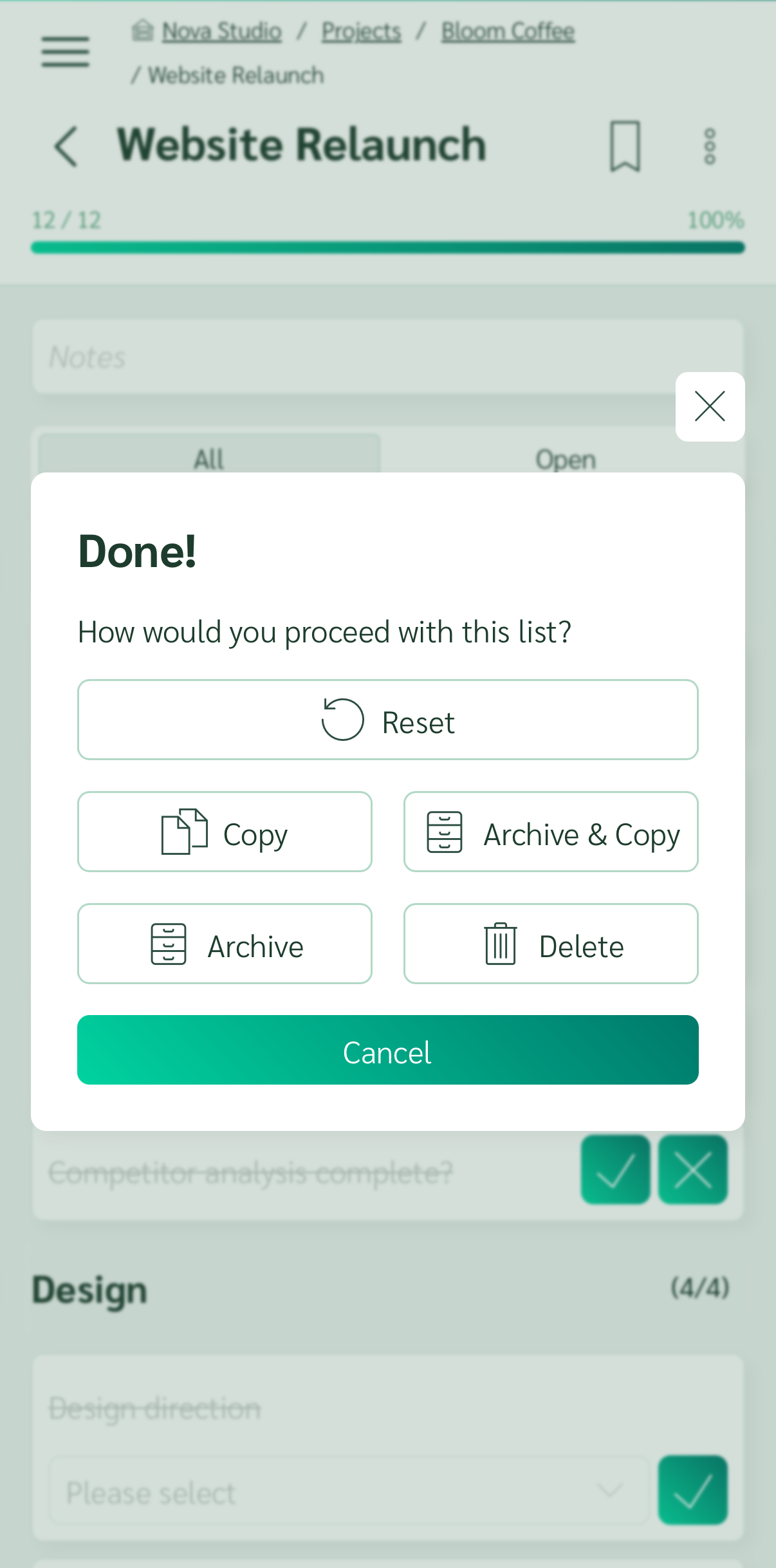 Reusable checklist templates